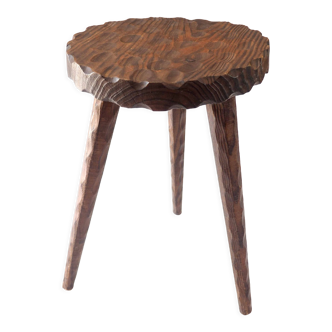 Tabouret tripode bois brut