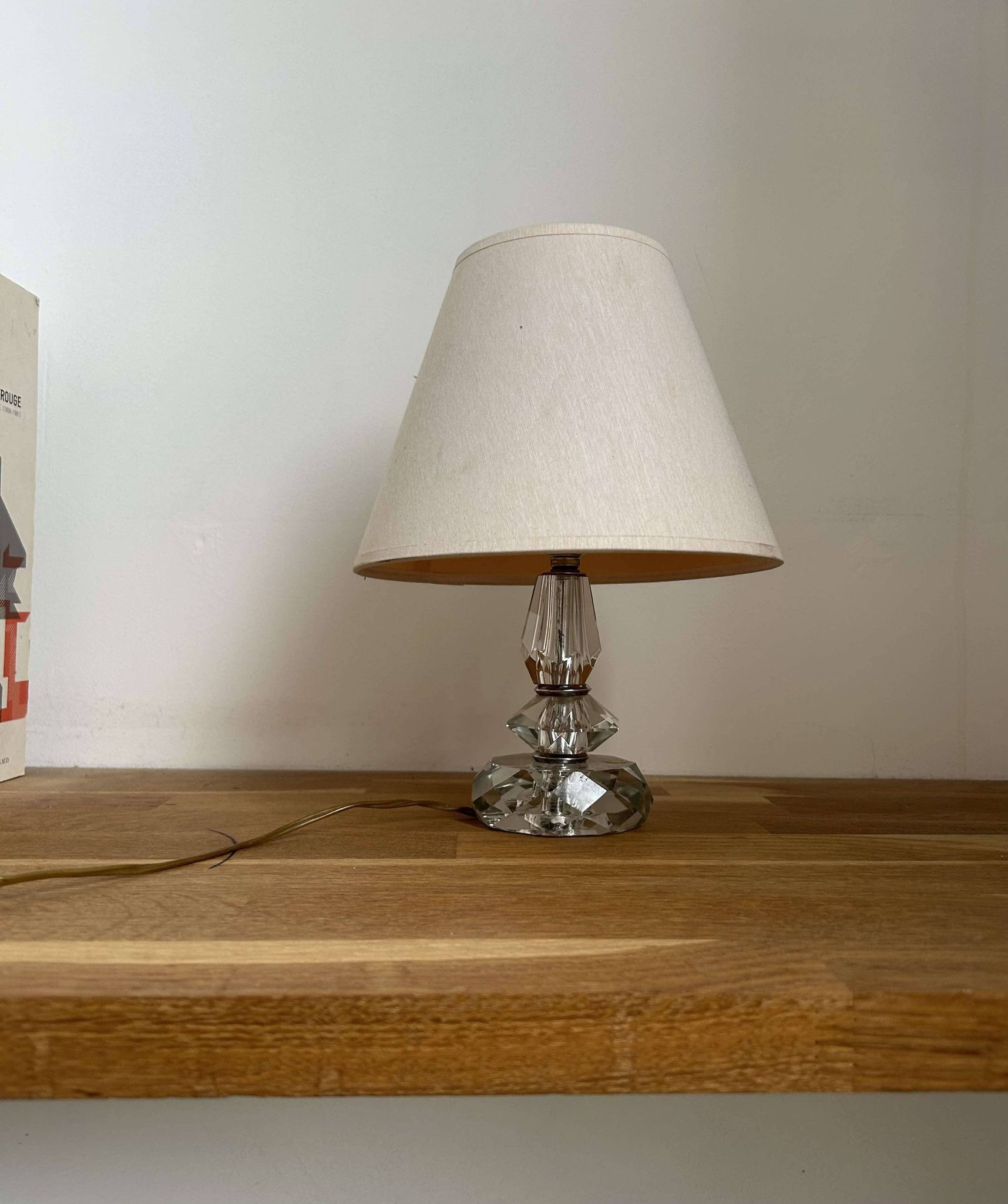 Vintage crystal and chrome lamp, France 1940