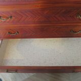 Louis XVI chest of drawers - Bronze - Butterfly wood veneer marquetry - 1930