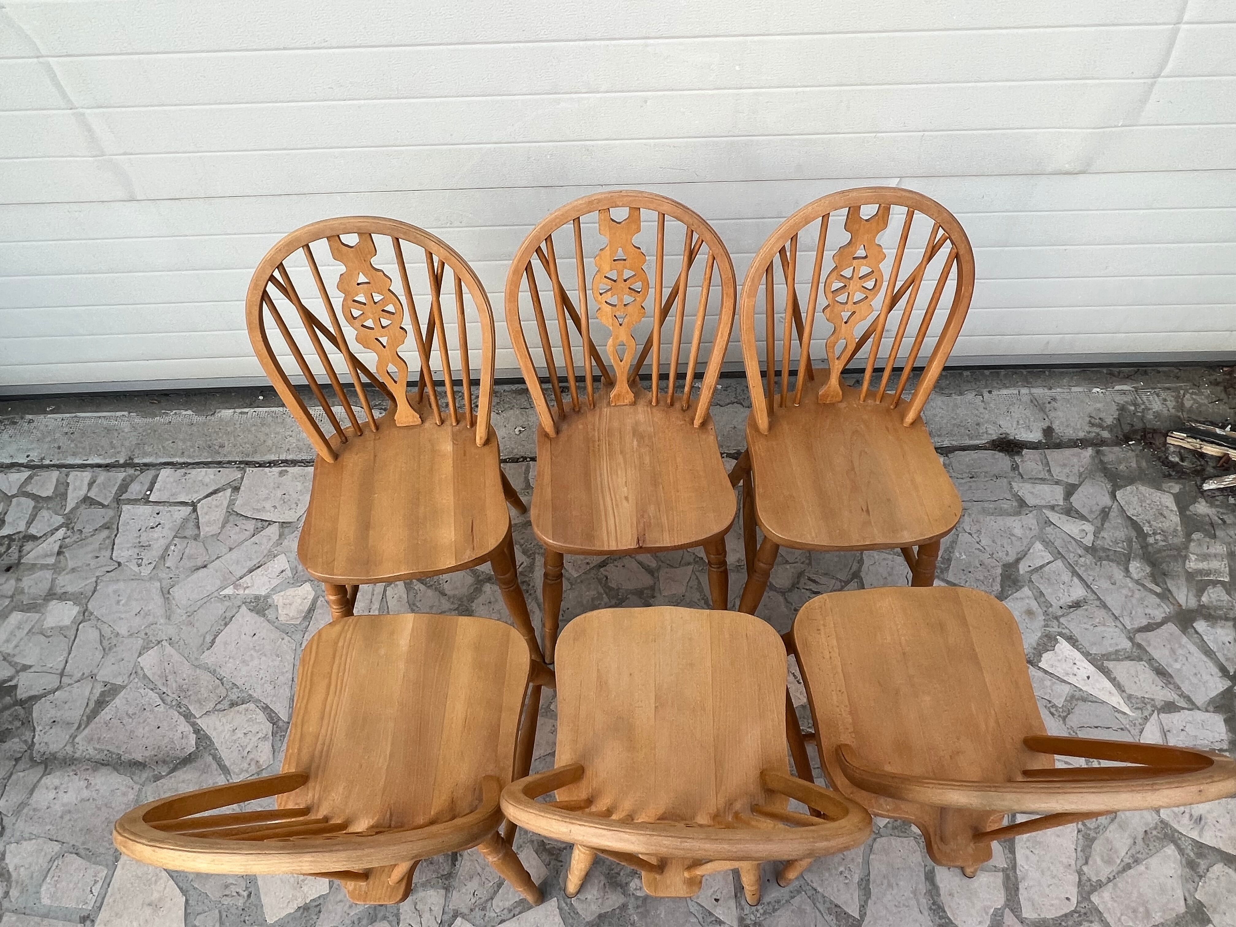 6 chairs bistro windsor wheelback in vintage beech baumann coffee
