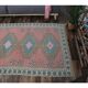 Vintage Turkish Oushak Handmade Pink Wool Rug 122x201