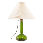 Holmegaard XL deep green lamp with Le Klint shade, 1960s