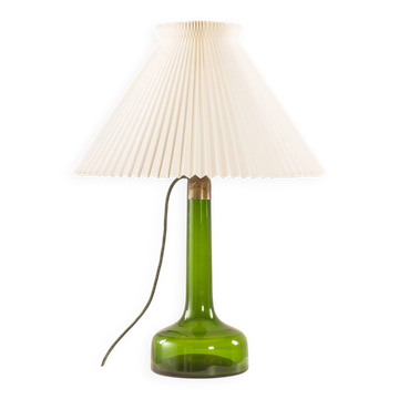 Lampe Holmegaard XL vert foncé avec abat-jour Le Klint, années 1960