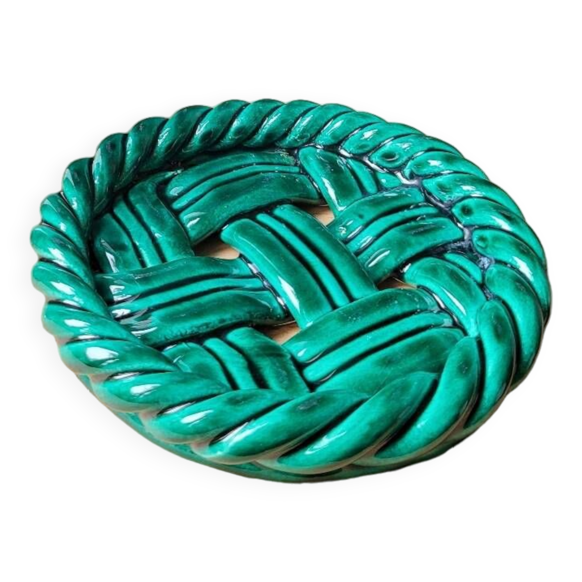 Vallauris glazed porcelain bottle coaster