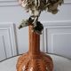 Vase en rotin et céramique années 70