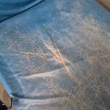 Blue leather lounge chair futuro 3 by massimo iosa ghini for moroso - italy 1980's