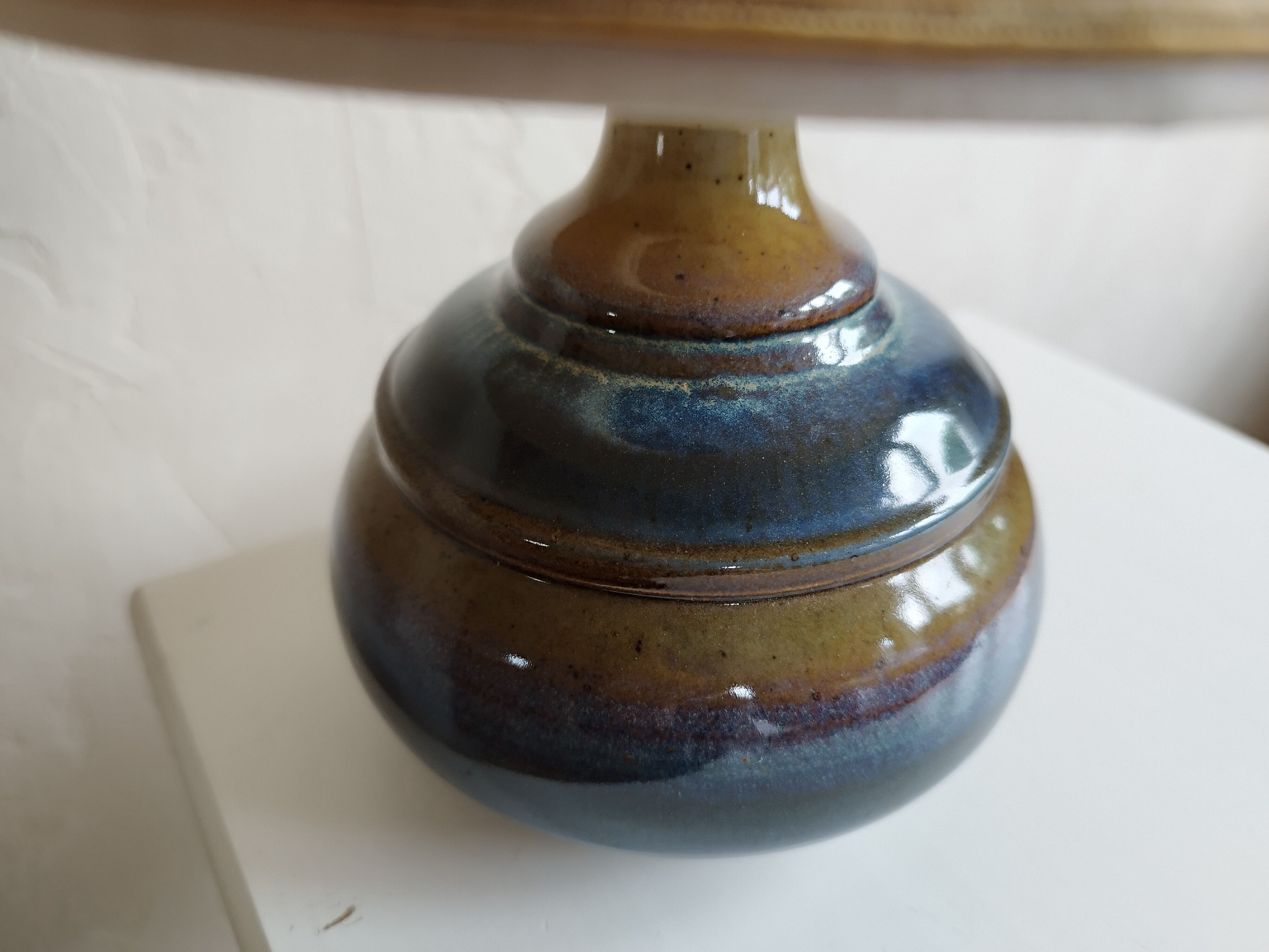 Sandstone lamp and dried flowers