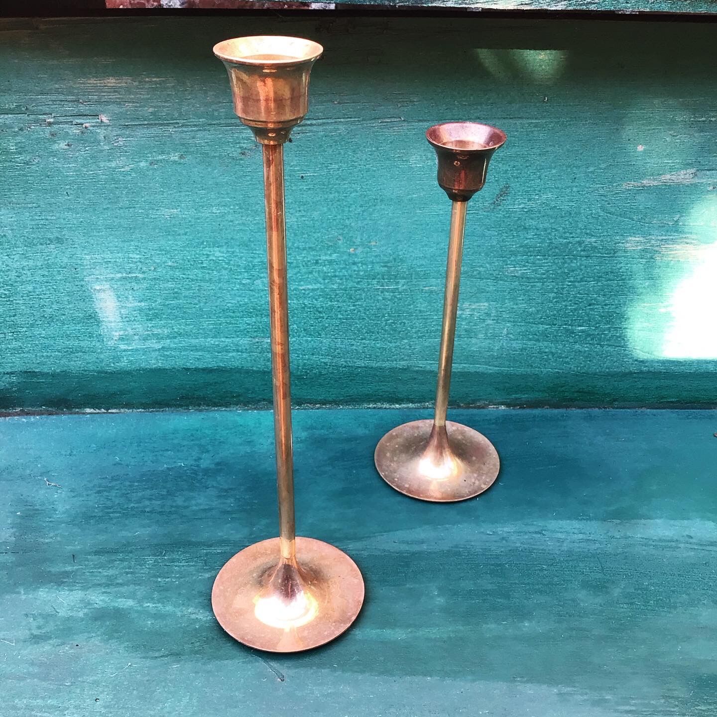Pair of gilded brass candlesticks