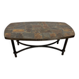 Wrought iron coffee table with slate top