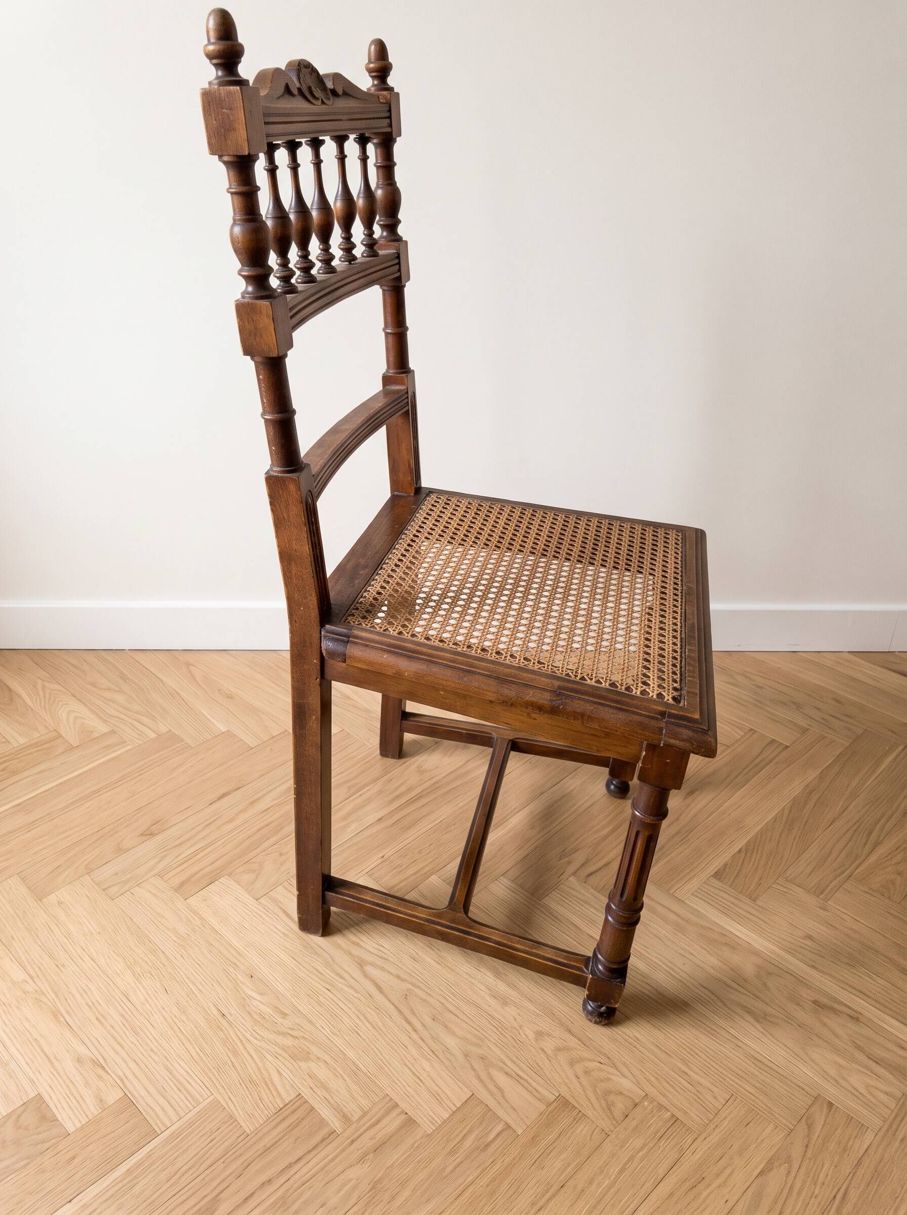 Lot de 6 chaises vintage en bois et canage