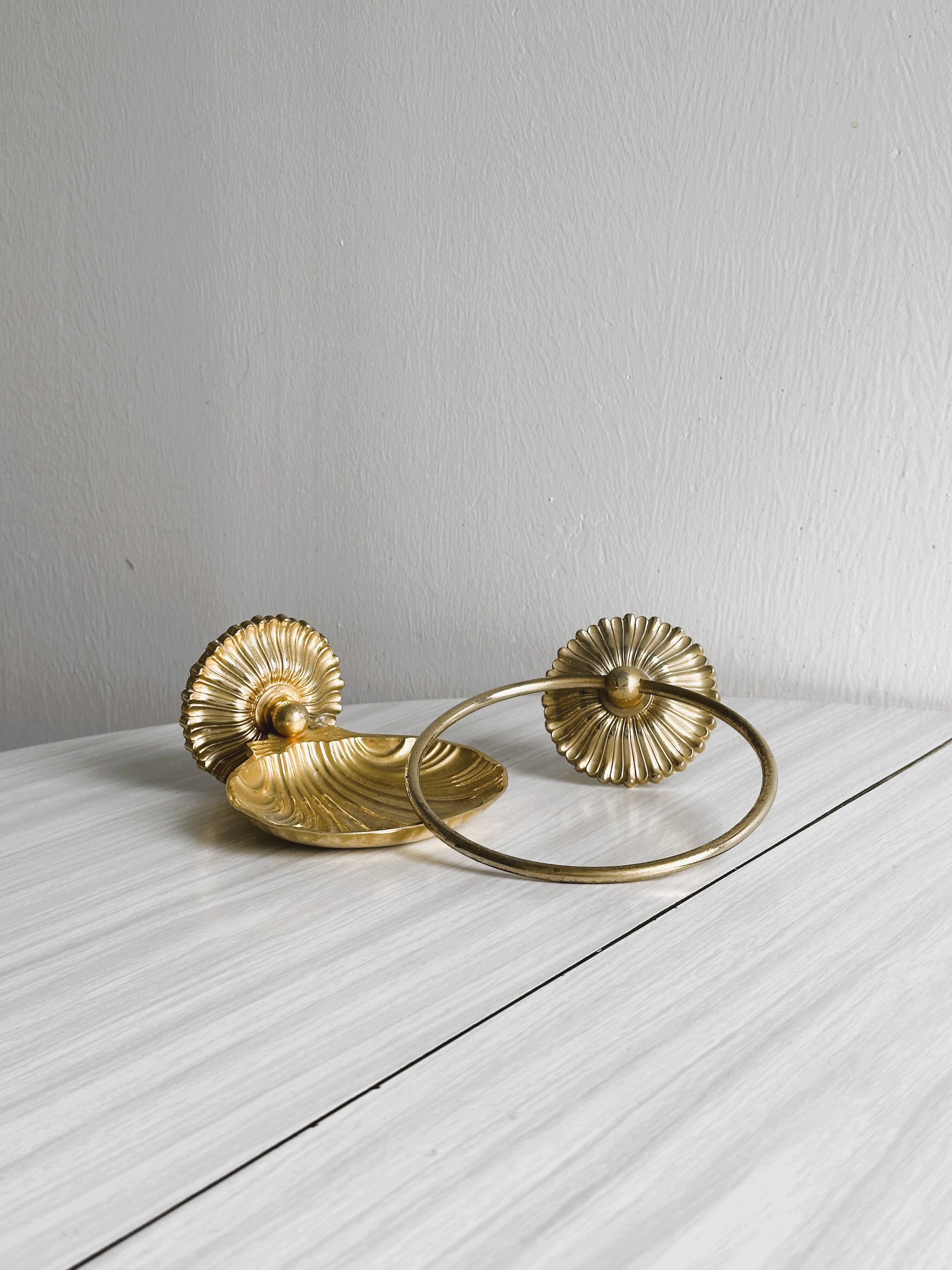 Gold metal bathroom accessories