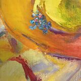 Oil on canvas Terrace signed 40x40cm