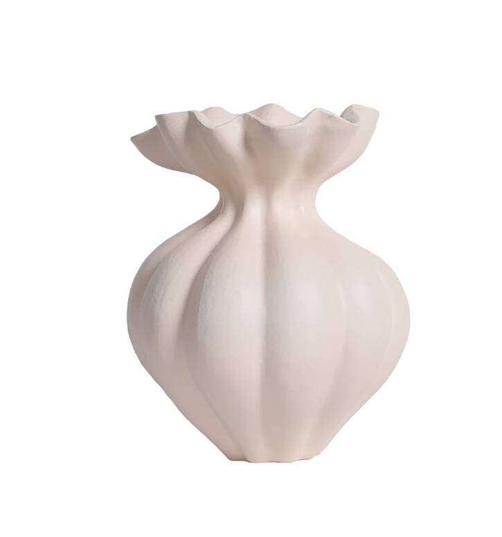 Sculptural Matte White  Vase, Modern Minimalist Home Decor