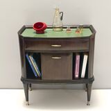 Pair of Walnut, Beech and Glass Nightstands in the Style of Tomaso Buzzi, Italy