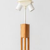 Large Scandinavian Pine Table Lamp with Fabric Shade, 1960s-1970s