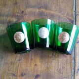 3 green aperitif glasses with medallion portrait of the kings of france dubonnet