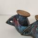 4 sculptural stoneware cups by Philippe Monroig