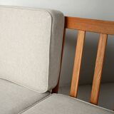 Scandinavian solid oak three-seater sofa, 1950s/60s