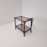Italian Bas Card or Trolley in Bentwood and Smoked Glass, 1970's