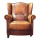 Robust vintage sheepskin armchair