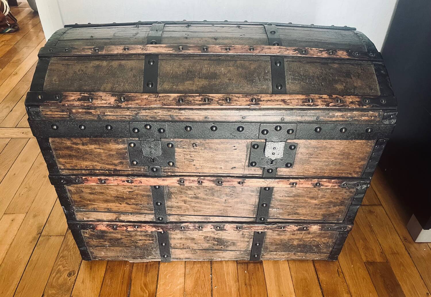 Trunk, old curved wooden chest
