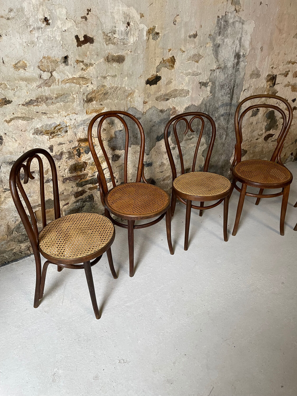 Lot de 5 chaises bistrot bois courbé cannage