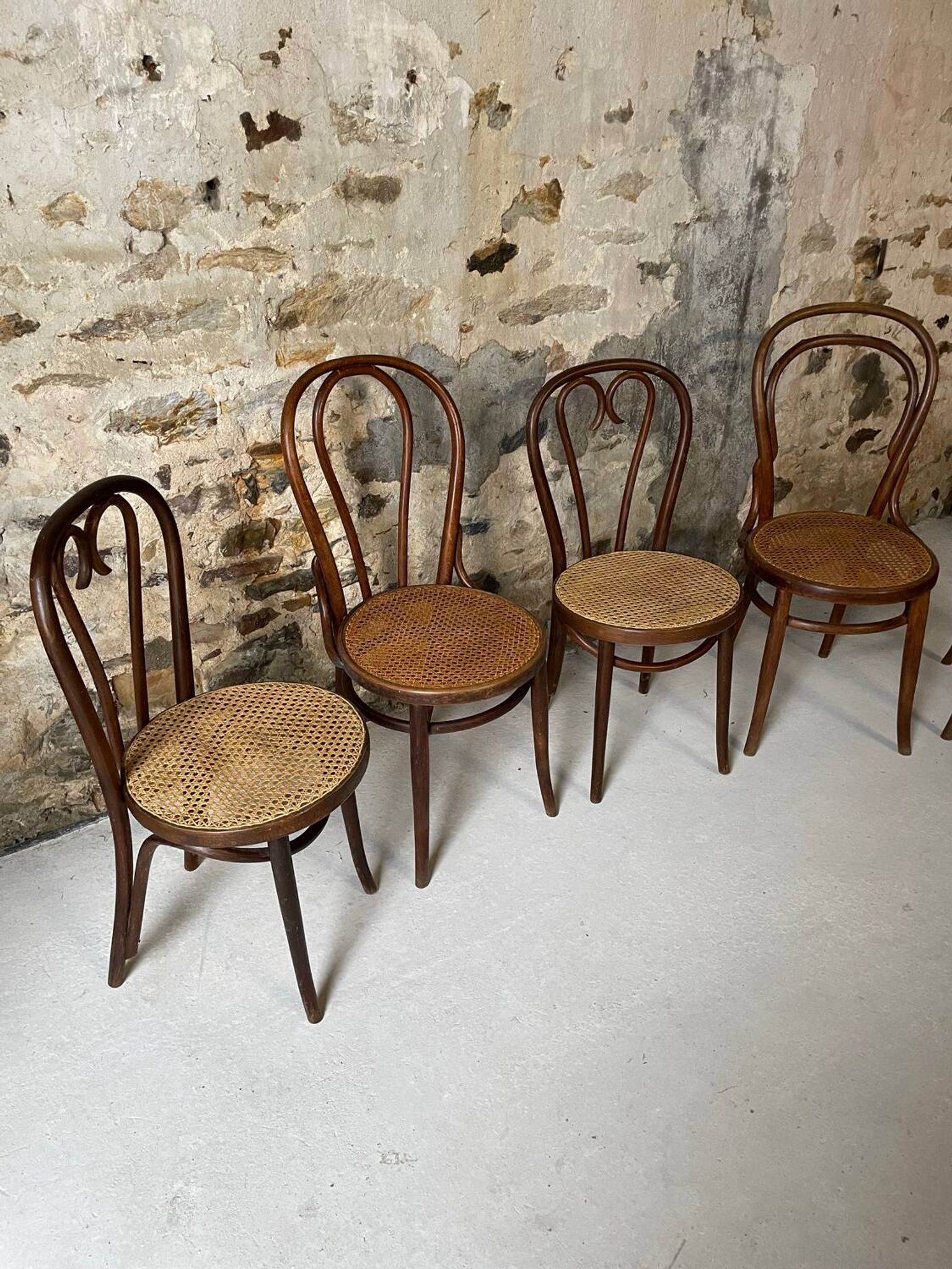 Lot de 5 chaises bistrot bois courbé cannage