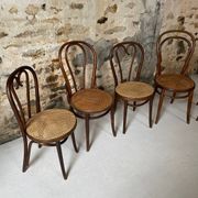 Lot de 5 chaises bistrot bois courbé cannage