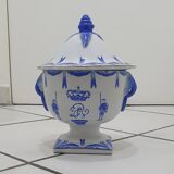 White and blue earthenware candy box