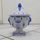 White and blue earthenware candy box