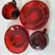 Set of cups and saucers Arcoroc Sierra ruby – 1970s