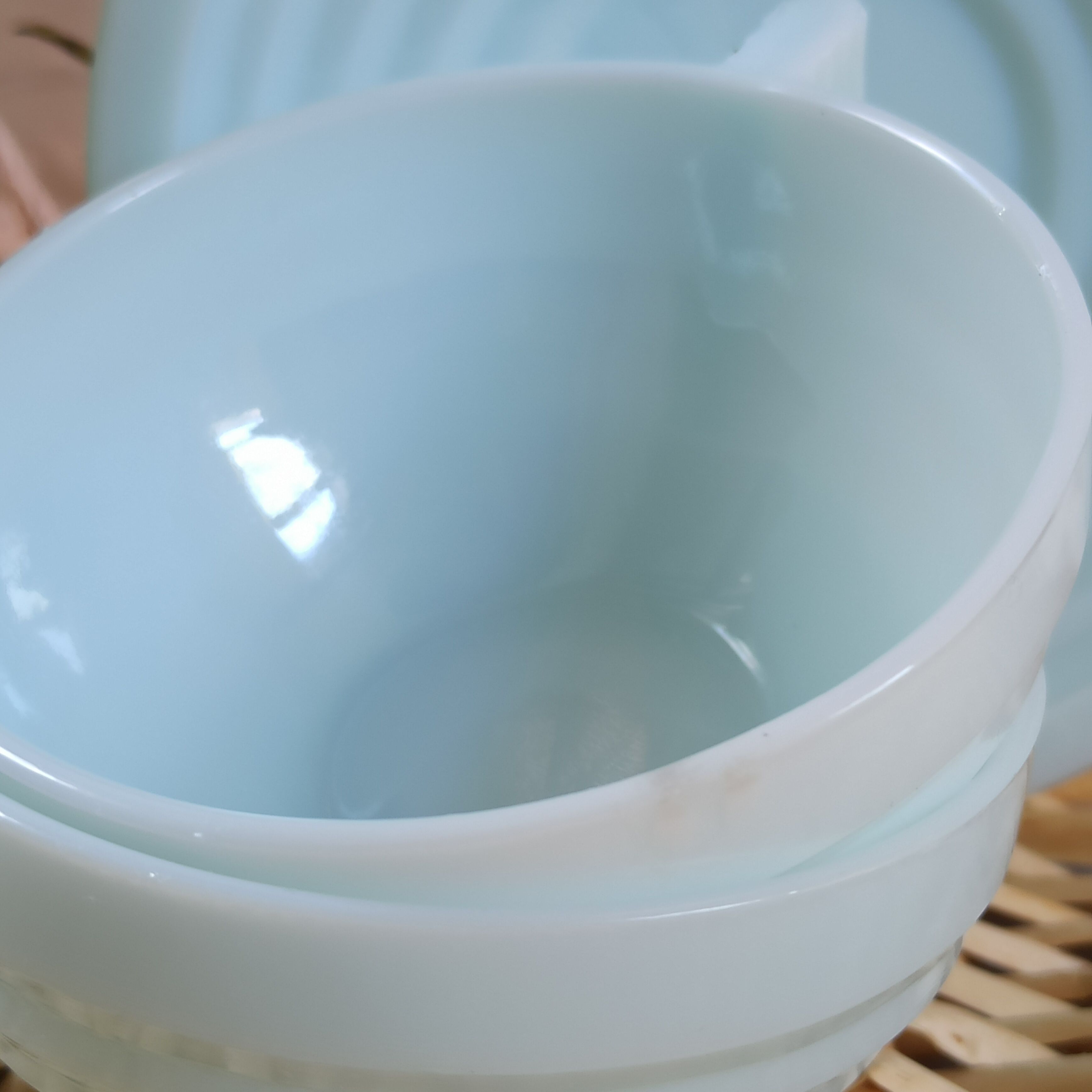 Art Deco blue opaline cups