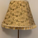 Brass tripod floor lamp with golden pompom lampshade 1960