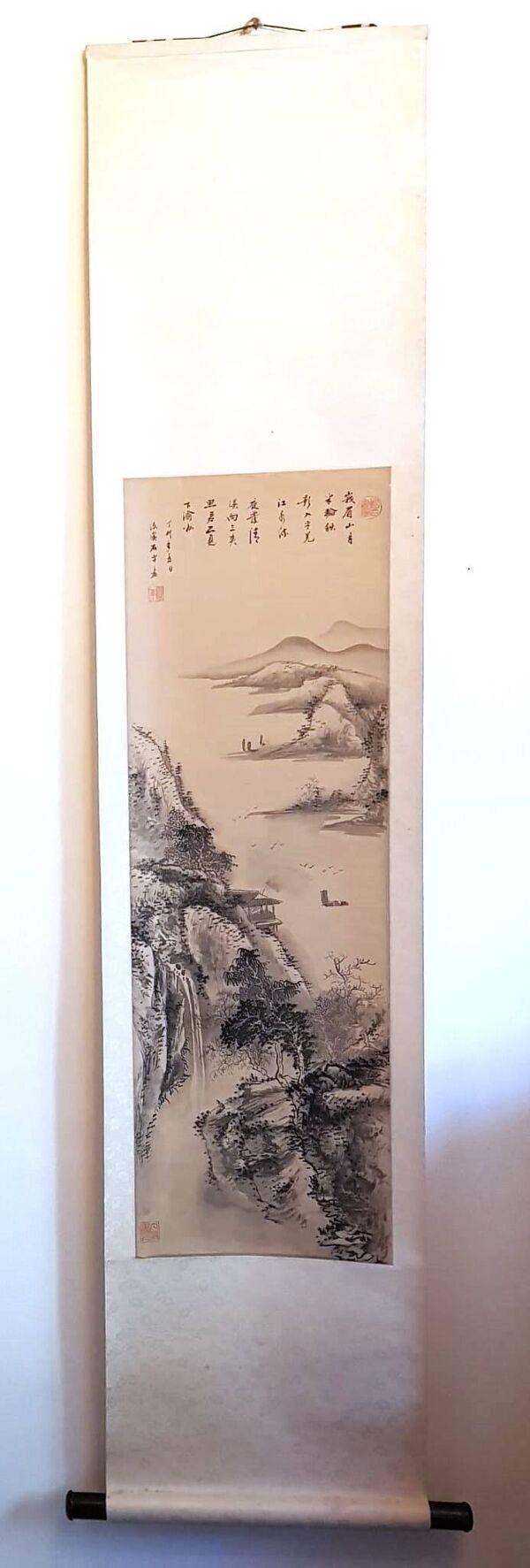 Kakemono sur soie contrecollée Début XXème