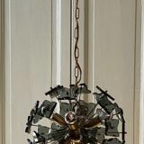Italian sputnik murano glass smoked glass and metal, 1960s