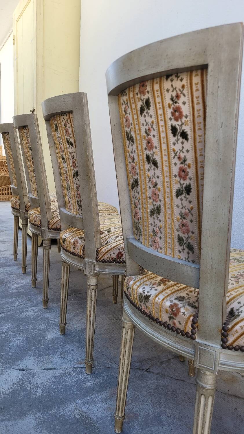 Series of 4 old Louis XVI style chairs