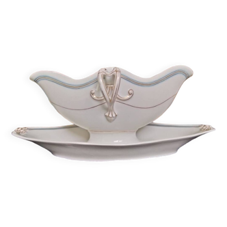 Large Paris Art Nouveau porcelain gravy boat