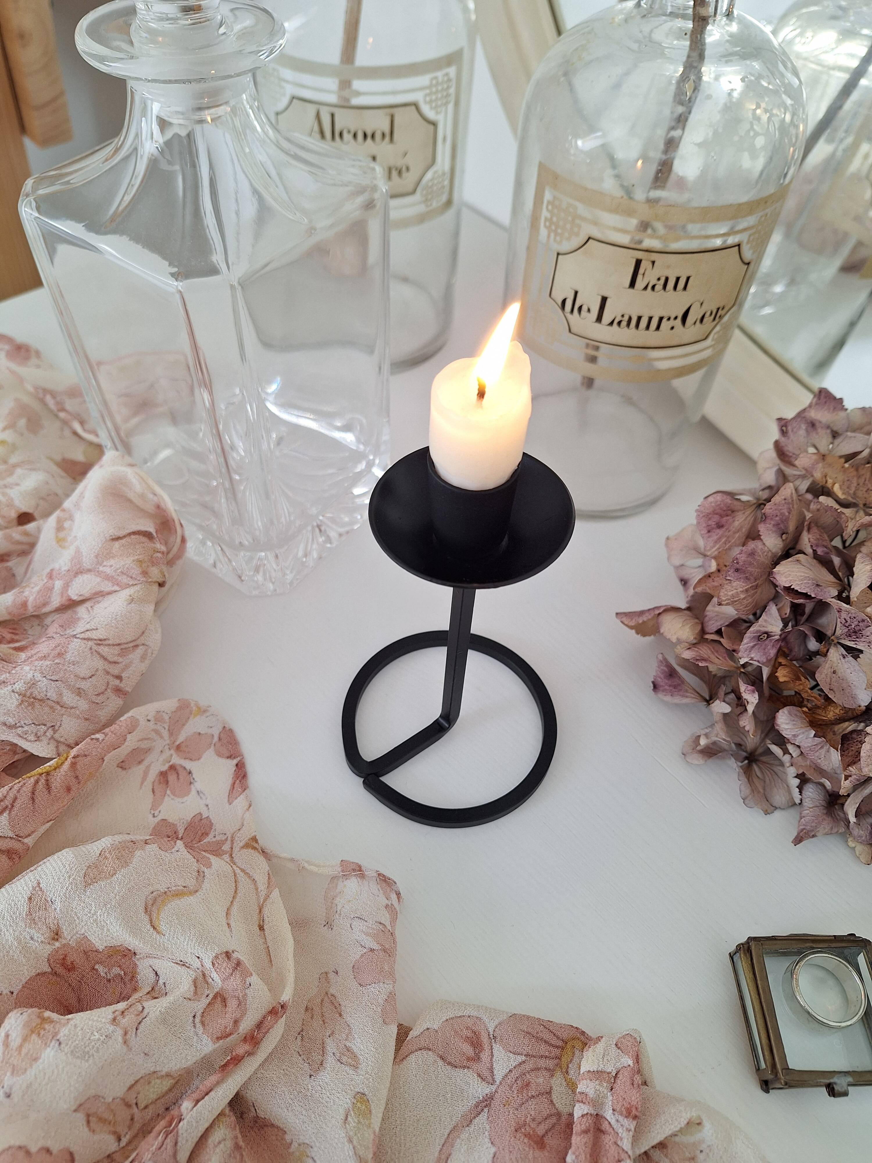 Black wrought iron candle holder