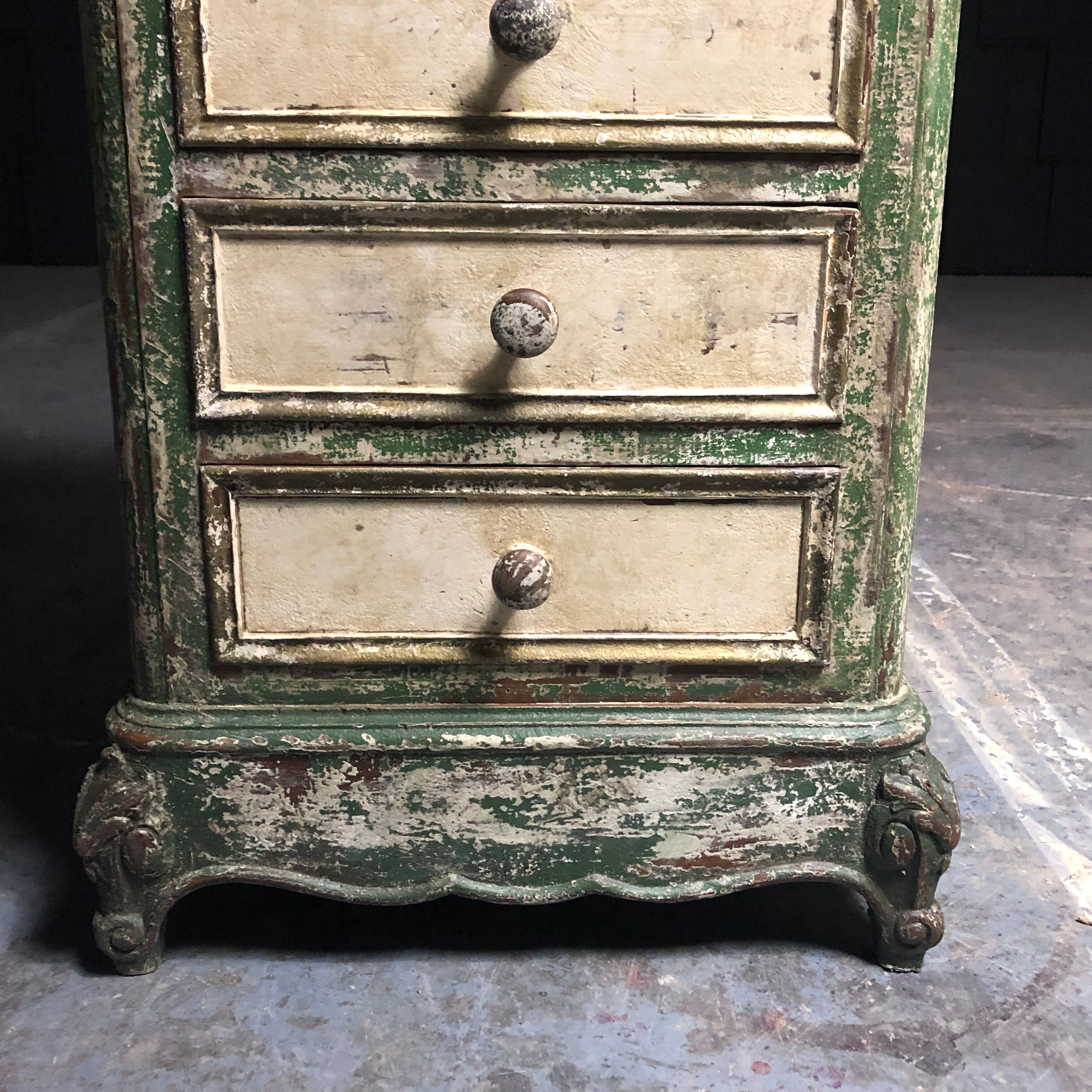 Old wooden dresser, aged green patina