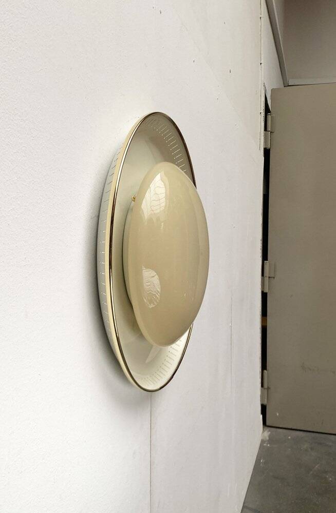 Metal and glass ceiling light in mid-century style, 1960s.