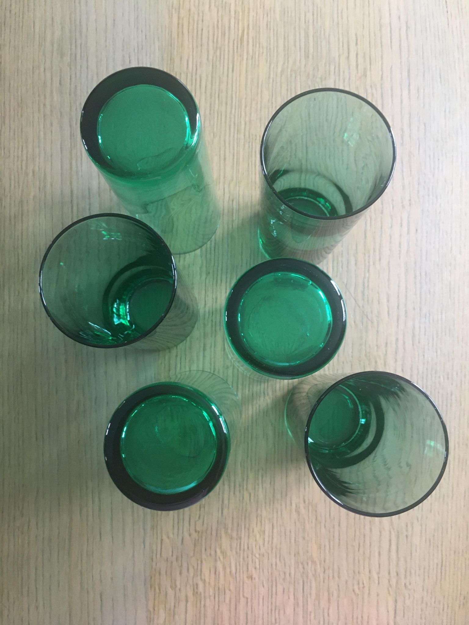 6 high glasses 1970 green color