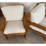 Pair of pine armchairs
