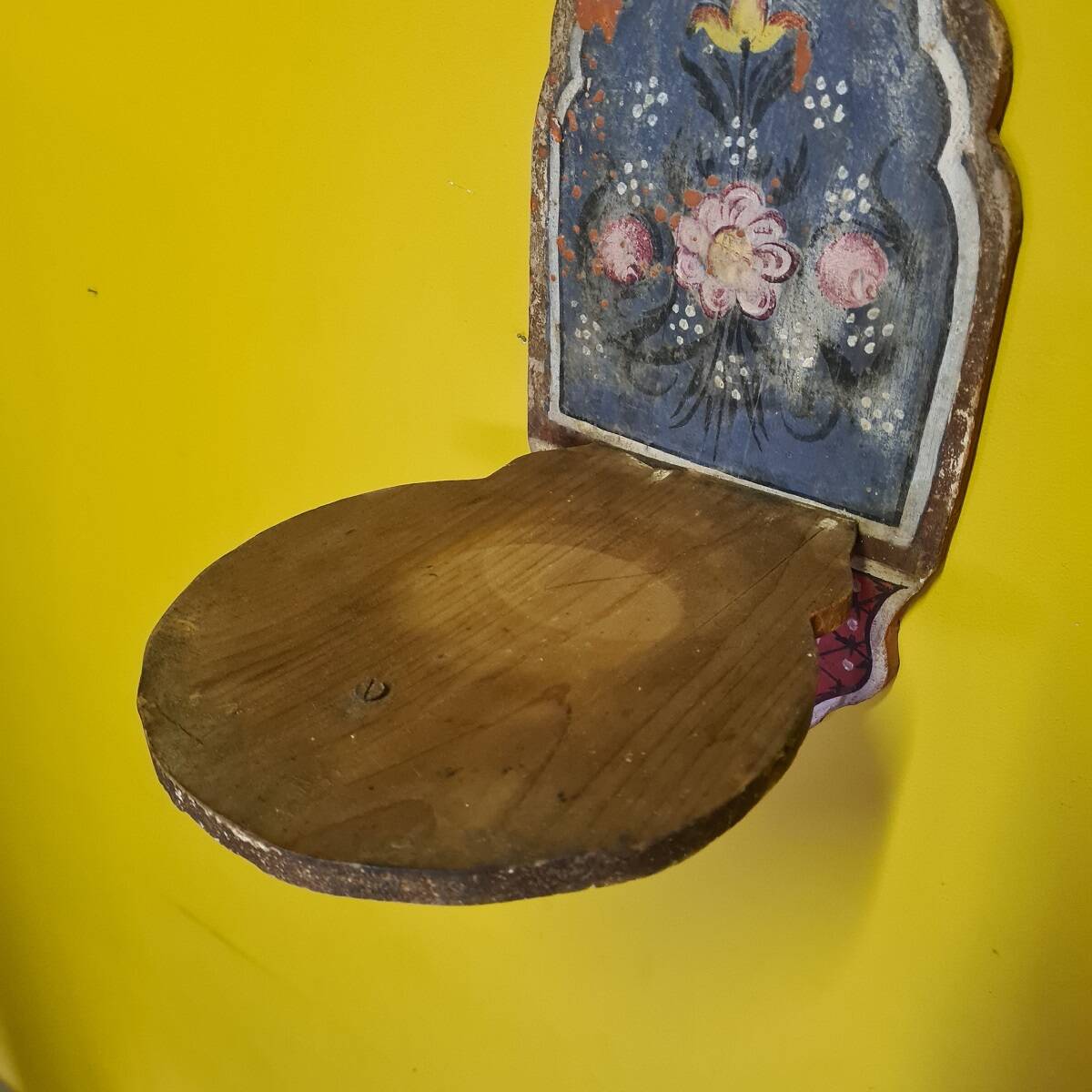 Floral painted wooden wall console, 2nd half of the 19th century