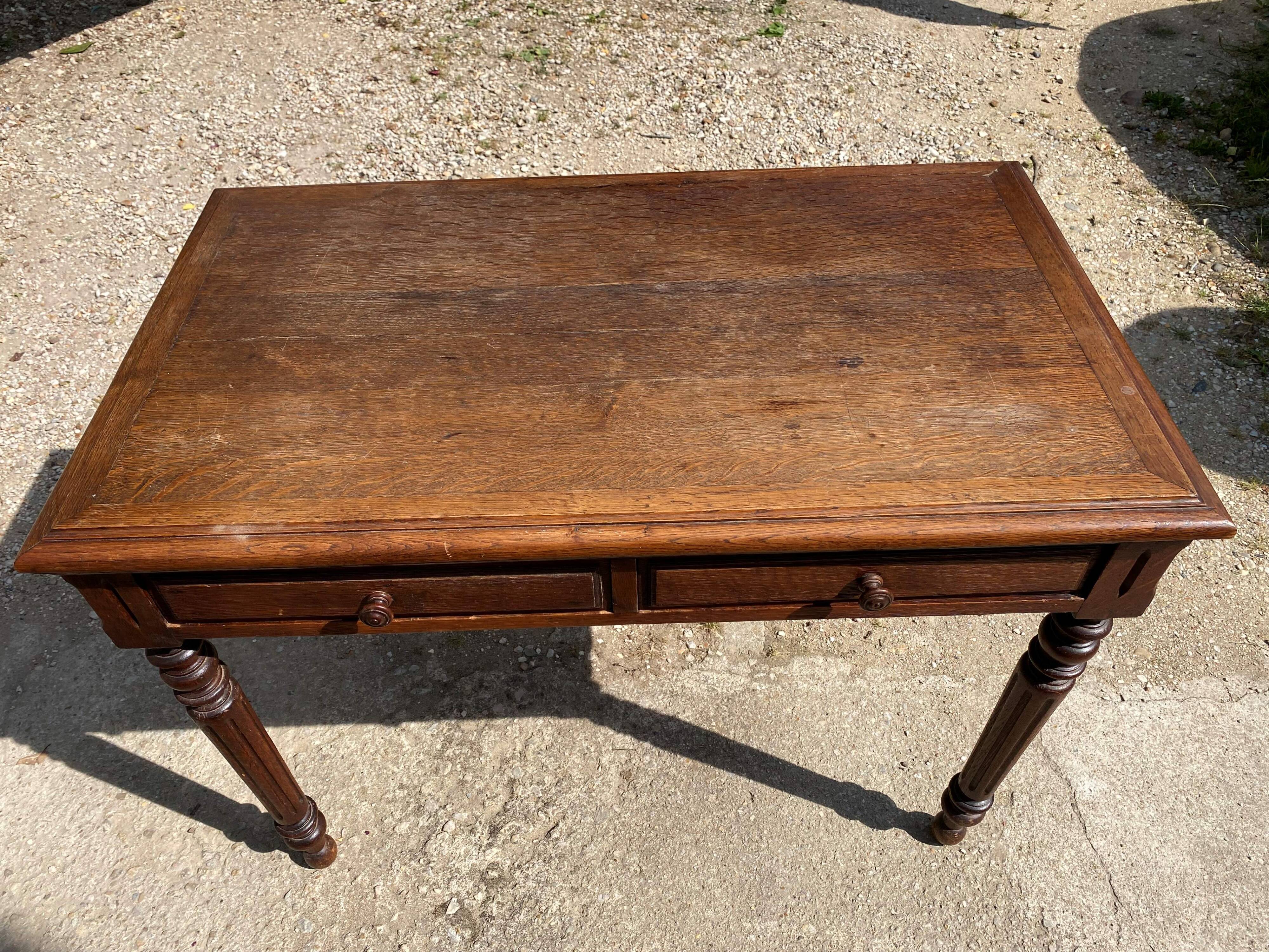 Oak desk with 2 drawers, 97 x 58 cm