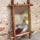 Wooden bamboo imitation mirror, antique mirror, hanging mirror, interior decor