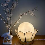 Globe table lamp with vintage opaline and mother-of-pearl shade