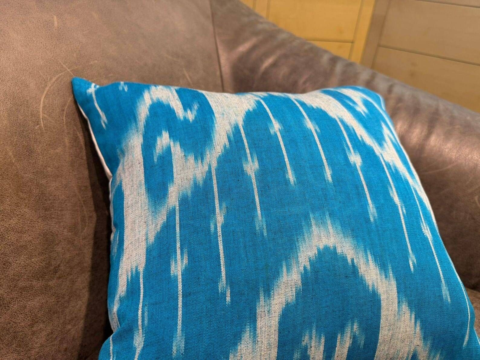 Vintage Uzbek Pillow, Boho Moroccan Decor, Handmade Silk Square Cushion