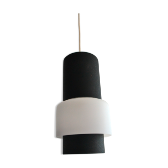 Suspension Louis Kalff chandelier metal opaline 50s