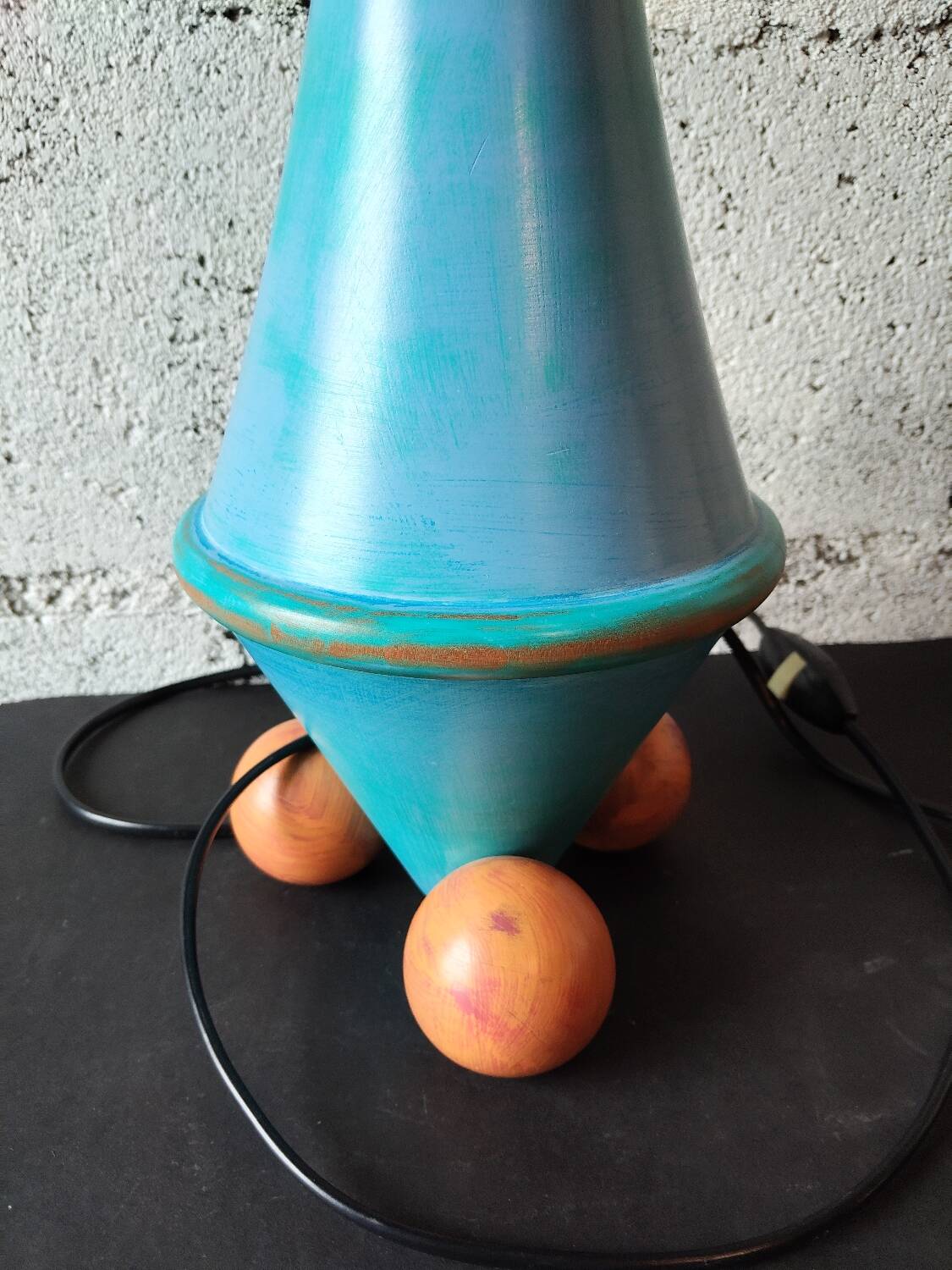 Patinated wooden sculptural lamp – unique piece