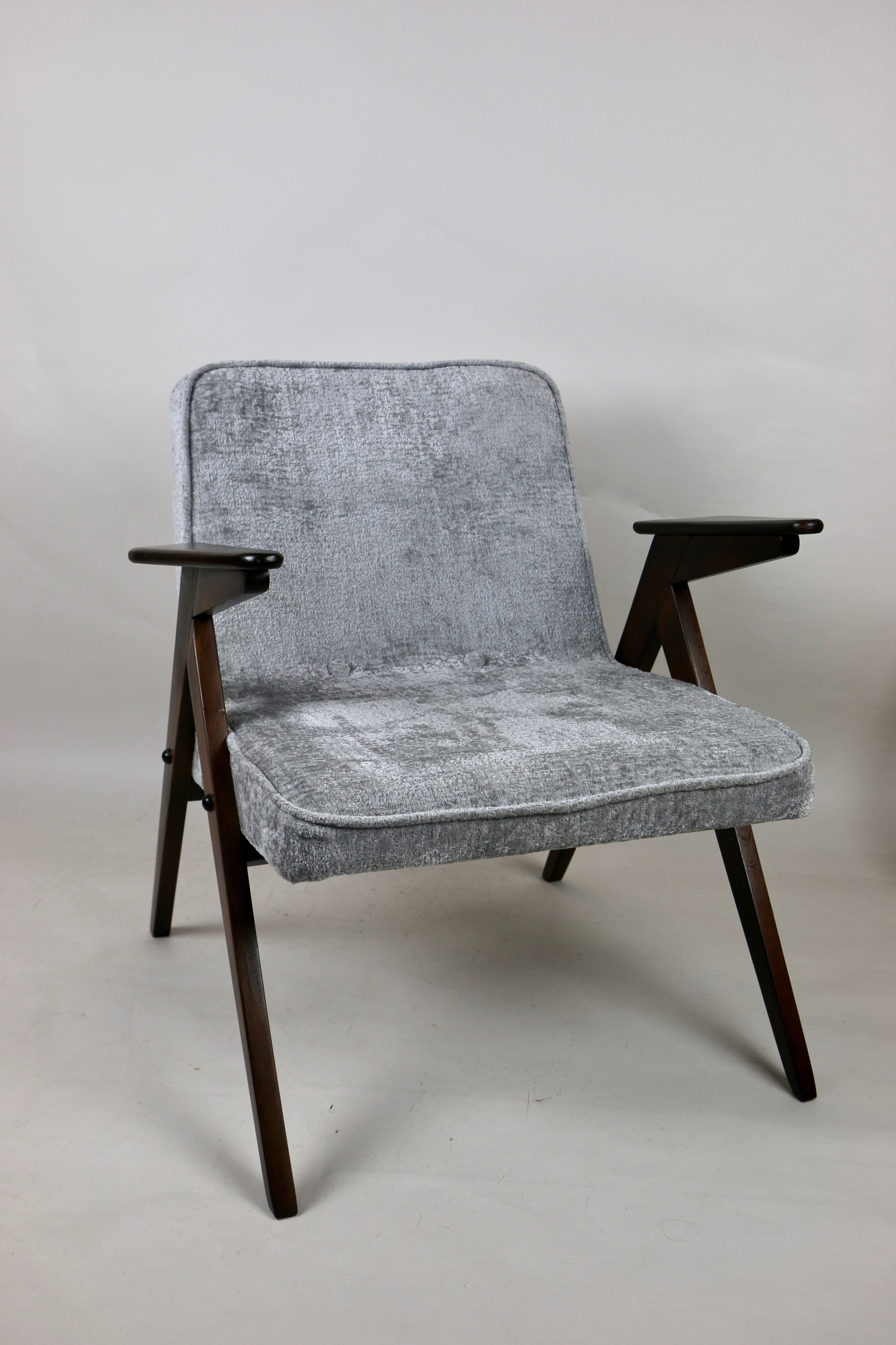 Grey Silver Bunny Armchair by Józef Chierowski, 1970s
